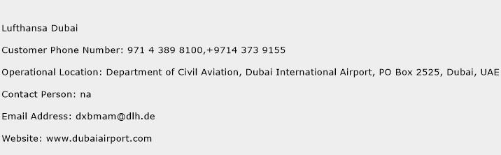 Lufthansa Dubai Phone Number Customer Service