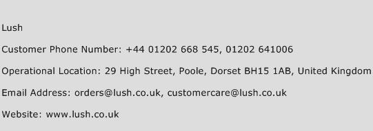 Lush Phone Number Customer Service