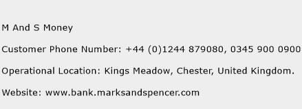 M And S Money Phone Number Customer Service