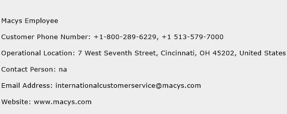 Macys Employee Phone Number Customer Service