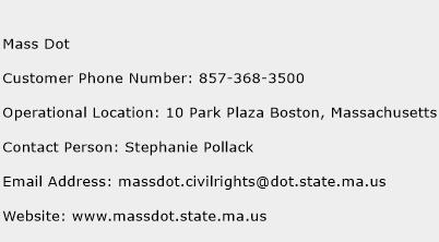 Mass Dot Phone Number Customer Service