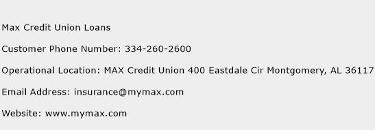 Max Credit Union Loans Phone Number Customer Service