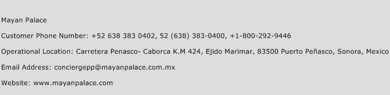 Mayan Palace Phone Number Customer Service