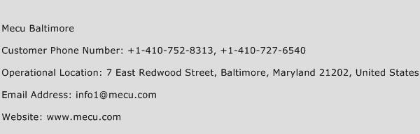 Mecu Baltimore Phone Number Customer Service