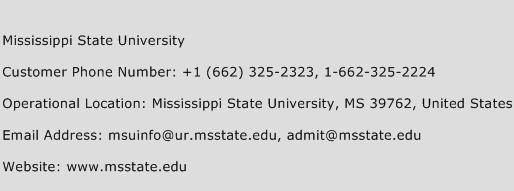 Mississippi State University Phone Number Customer Service