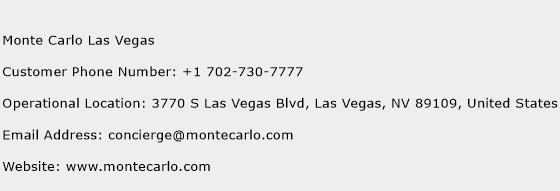 Monte Carlo Las Vegas Phone Number Customer Service