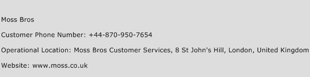 Moss Bros Phone Number Customer Service