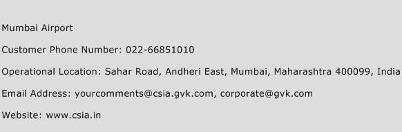 Mumbai Airport Phone Number Customer Service