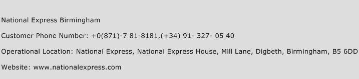 National Express Birmingham Phone Number Customer Service