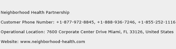 Neighborhood Health Partnership Phone Number Customer Service
