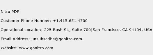 Nitro PDF Phone Number Customer Service