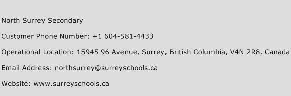 North Surrey Secondary Phone Number Customer Service