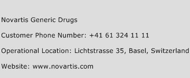 Novartis Generic Drugs Phone Number Customer Service