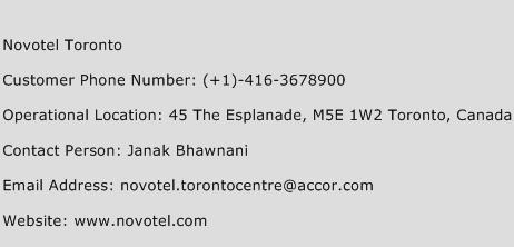 Novotel Toronto Phone Number Customer Service