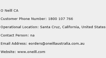 O Neill CA Phone Number Customer Service