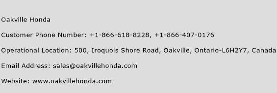 Oakville Honda Phone Number Customer Service