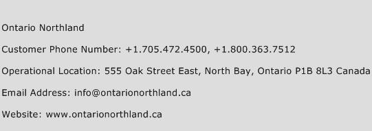 Ontario Northland Phone Number Customer Service
