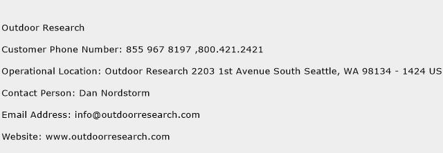 Outdoor Research Phone Number Customer Service