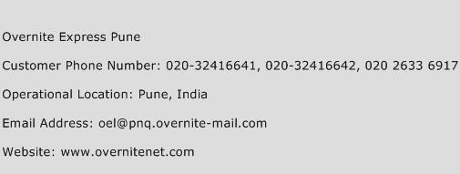 Overnite Express Pune Phone Number Customer Service