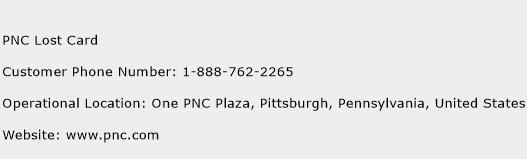 PNC Lost Card Phone Number Customer Service