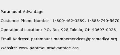 Paramount Advantage Phone Number Customer Service