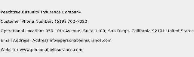 Peachtree Casualty Insurance Company Phone Number Customer Service