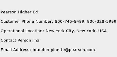 Pearson Higher Ed Phone Number Customer Service