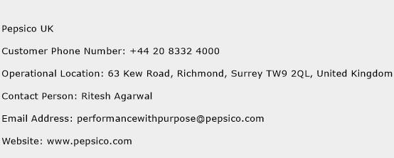 Pepsico UK Phone Number Customer Service