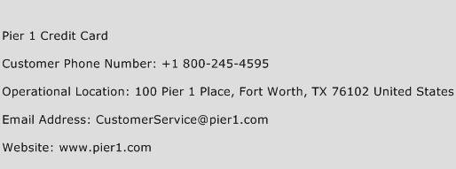 Pier 1 Credit Card Phone Number Customer Service