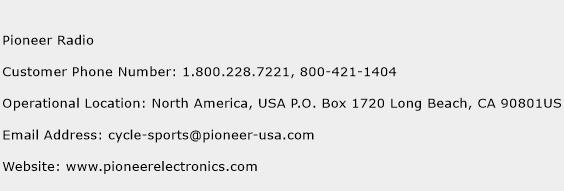 Pioneer Radio Phone Number Customer Service