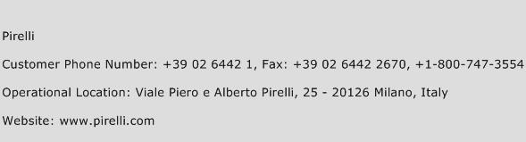 Pirelli Phone Number Customer Service