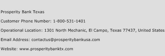 Prosperity Bank Texas Phone Number Customer Service