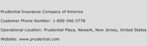 Prudential Insurance Company of America Phone Number Customer Service