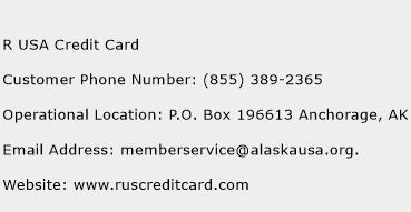 R USA Credit Card Phone Number Customer Service