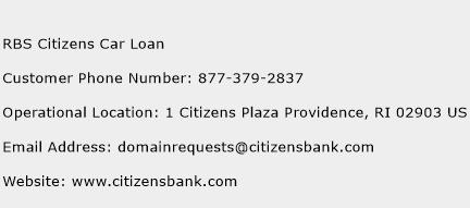 RBS Citizens Car Loan Phone Number Customer Service
