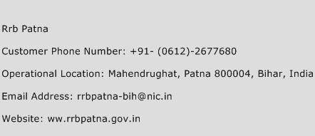 RRB Patna Phone Number Customer Service