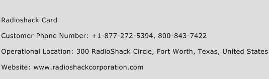 Radioshack Card Phone Number Customer Service