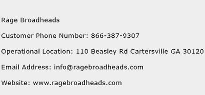 Rage Broadheads Phone Number Customer Service