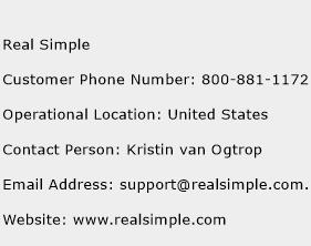 Real Simple Phone Number Customer Service