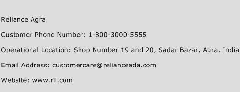 Reliance Agra Phone Number Customer Service