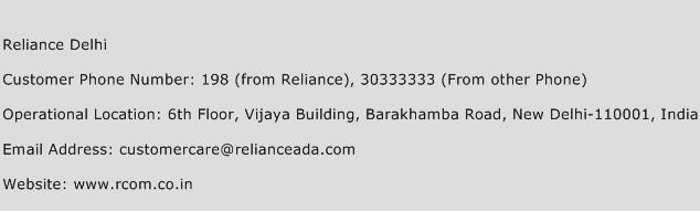 Reliance Delhi Phone Number Customer Service