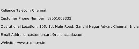 Reliance Telecom Chennai Phone Number Customer Service