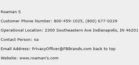 Roaman S Phone Number Customer Service
