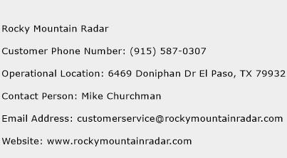 Rocky Mountain Radar Phone Number Customer Service