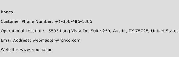 Ronco Phone Number Customer Service