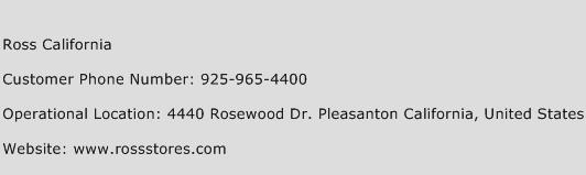 Ross California Phone Number Customer Service