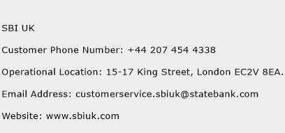 SBI UK Phone Number Customer Service