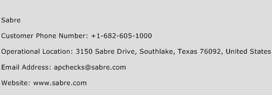 Sabre Phone Number Customer Service
