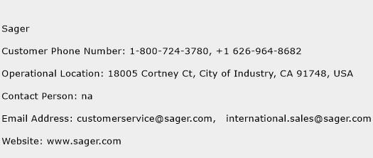 Sager Phone Number Customer Service