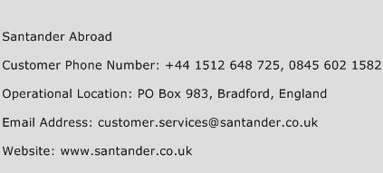 Santander Abroad Phone Number Customer Service